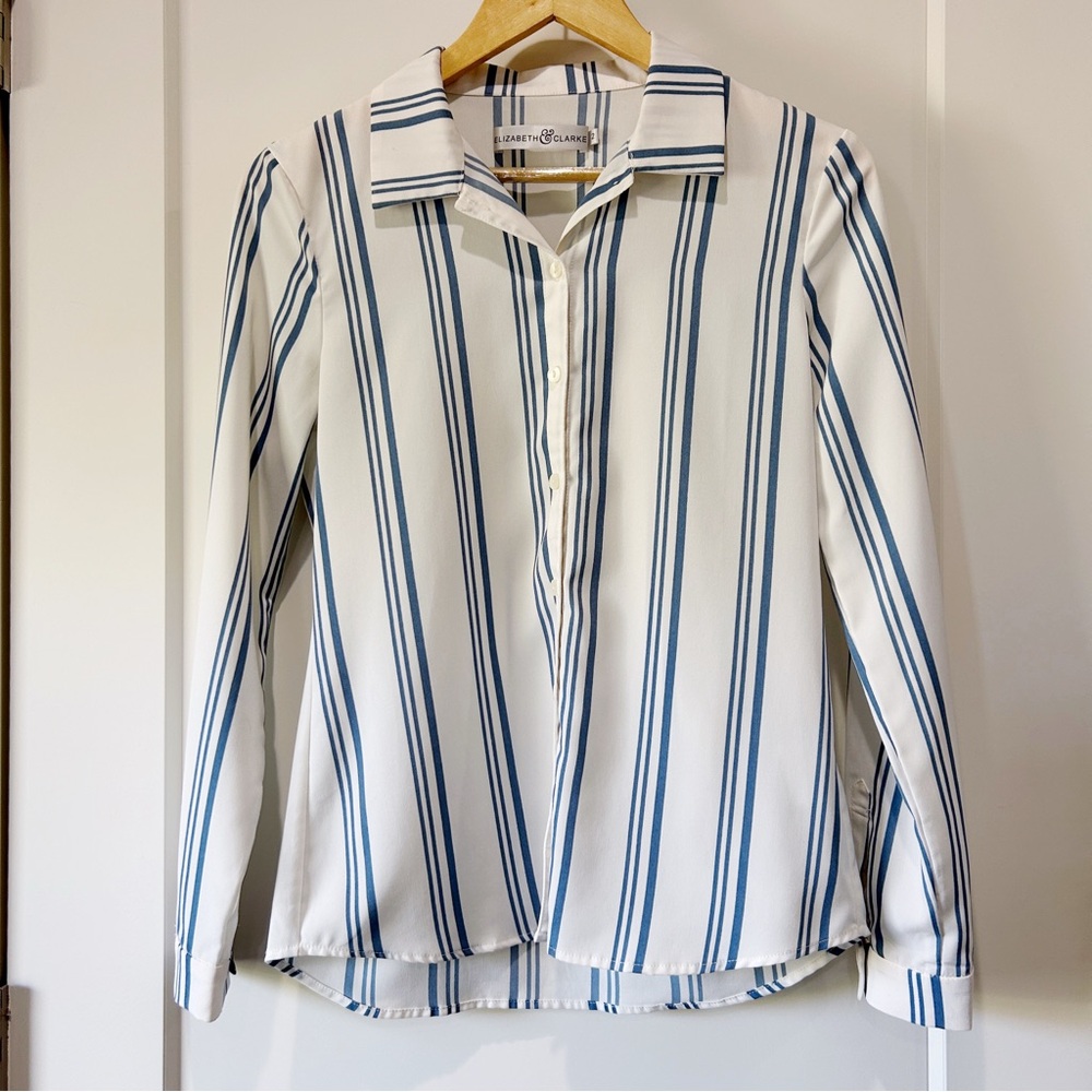 Elizabeth & Clarke The Unstainable Laurent striped button down shirt size 2